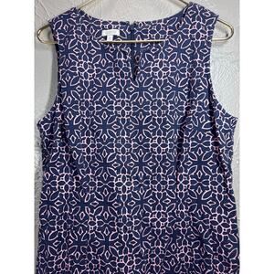 Talbots Womens Petite‎ Geometric Sleeveless Sheath Dress Pink Blue Size 14P